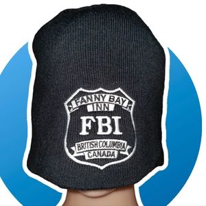 ❤️ FBI Fanny Bay Inn Black Knit Beanie Hat